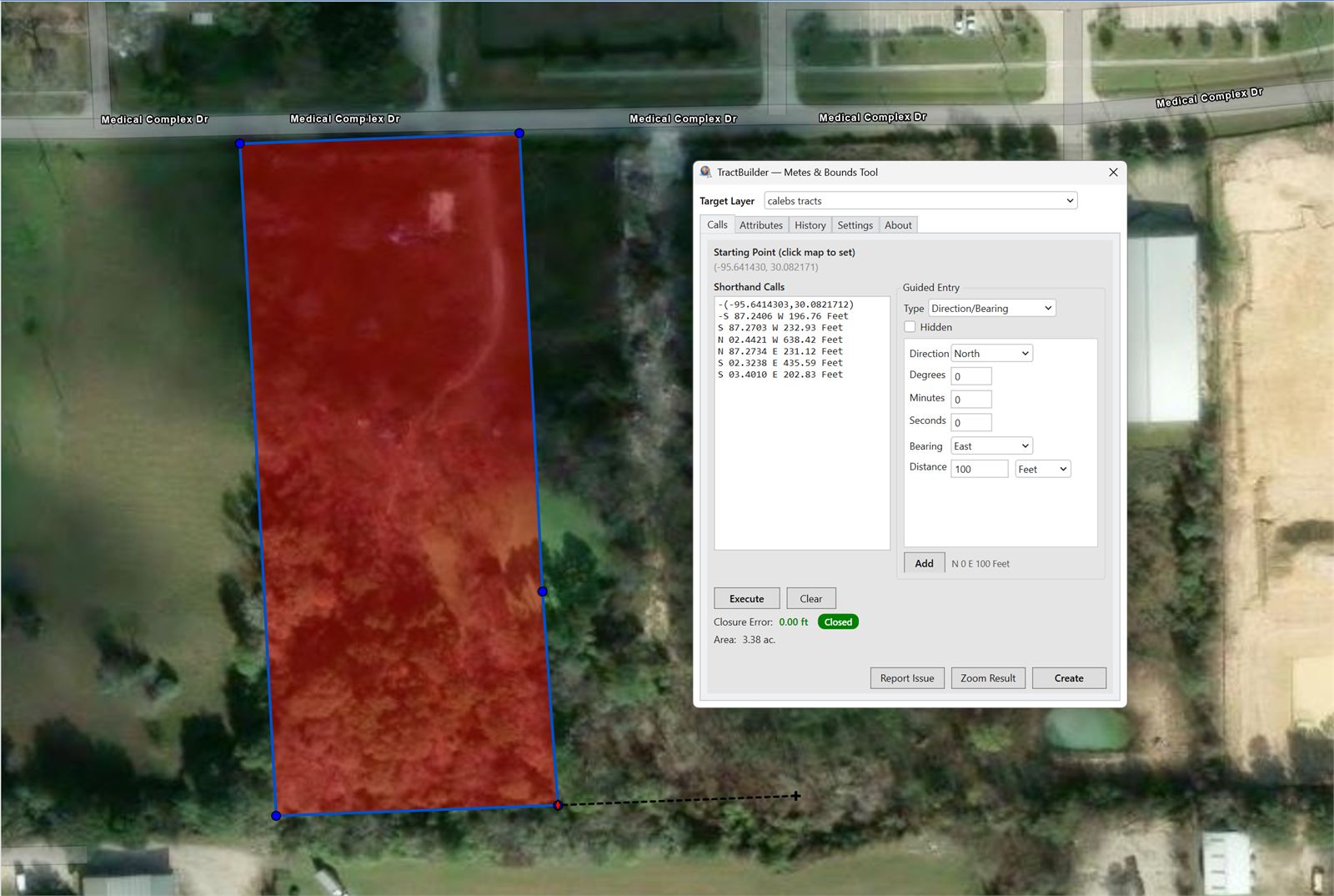TractBuilder Metes & Bounds Tool &mdash; hero visual.